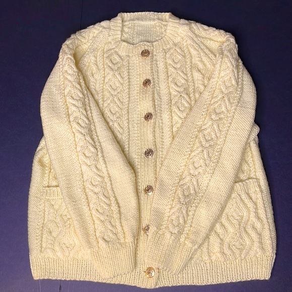 Yellow Chunky Cable Knit Cardigan XL - Picture 12 of 17